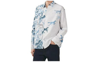 HERMES Shirts Men Blue With White Lettering