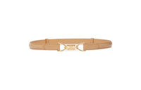 CELINE Pattern Design Smooth Buckle Leather Belts Women's Orange Width: 2.5cm