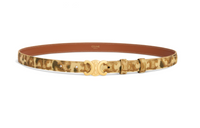 CELINE Print Logo Leather Belts Women's Yellow Width 1.8cm