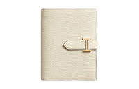 HERMES Bearn Mysore Goat Skin Wallet Women's I2 Nata Cream White