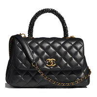 CHANEL COCO Handle Calfskin Shoulder Bag Crossbody Bag Handbag Small Size Women's Black