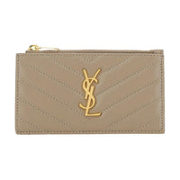 SAINT LAURENT Lambskin Wallet Women's Taupe