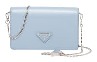 PRADA Shiny Leather Crossbody Bag Shoulder Bag Women's Sky Blue