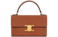 CELINE Triomphe Cow Leather Box Bag, Crossbody Bag Regular Women's Tawny Caramel