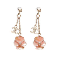 CHANEL 2013 Gold Plated Cc Flower Drop Earrings