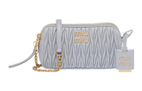 MIU MIU Matelassé Soft Sheep Leather Crossbody Bag Shoulder Bag Women's Blue