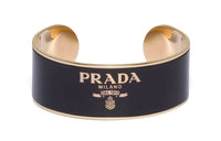 PRADA Logo-Lettering Open Cuff Detailed Bracelet