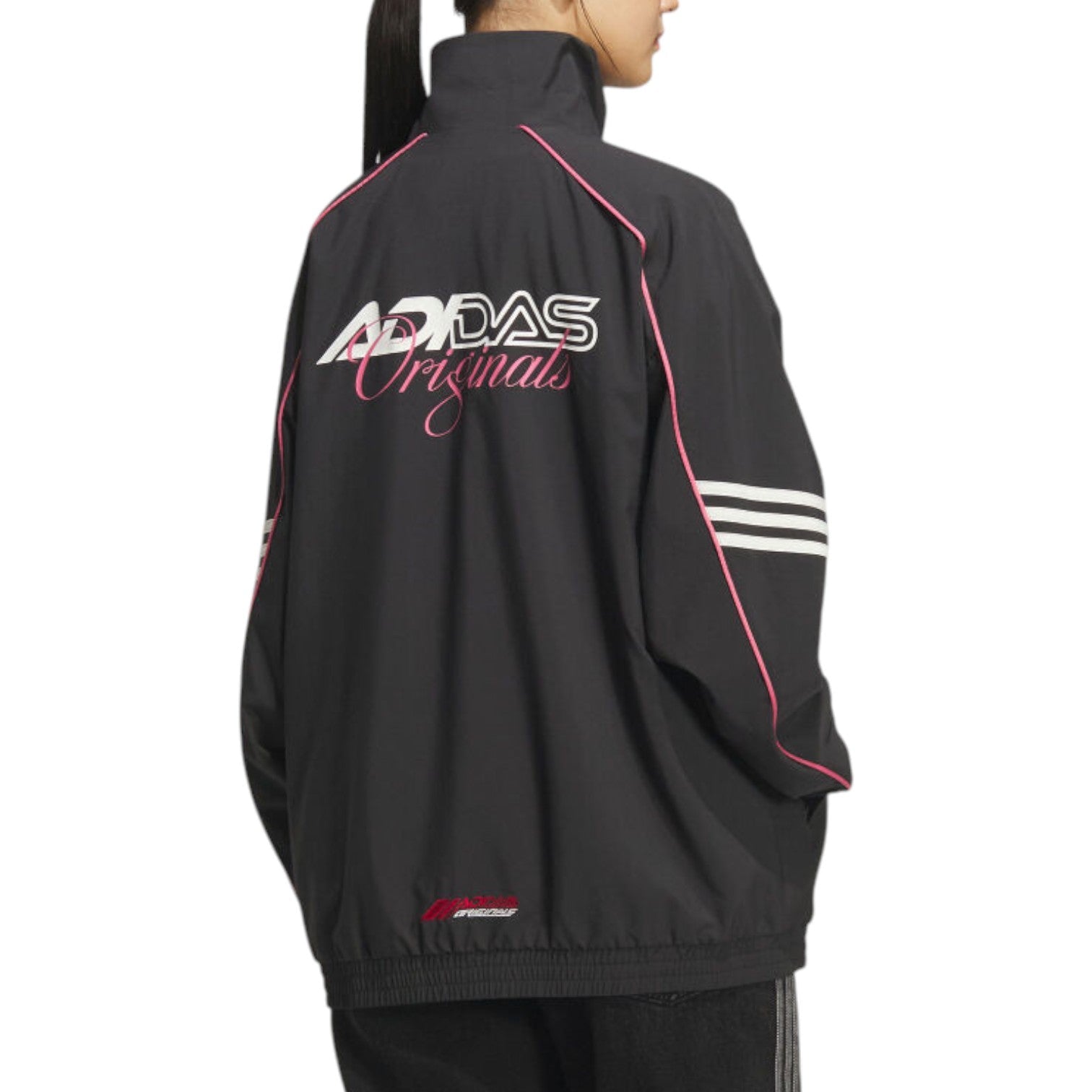 adidas Moto Sports Oversize Jacket Asia Sizing 'Black Pink' KG6676