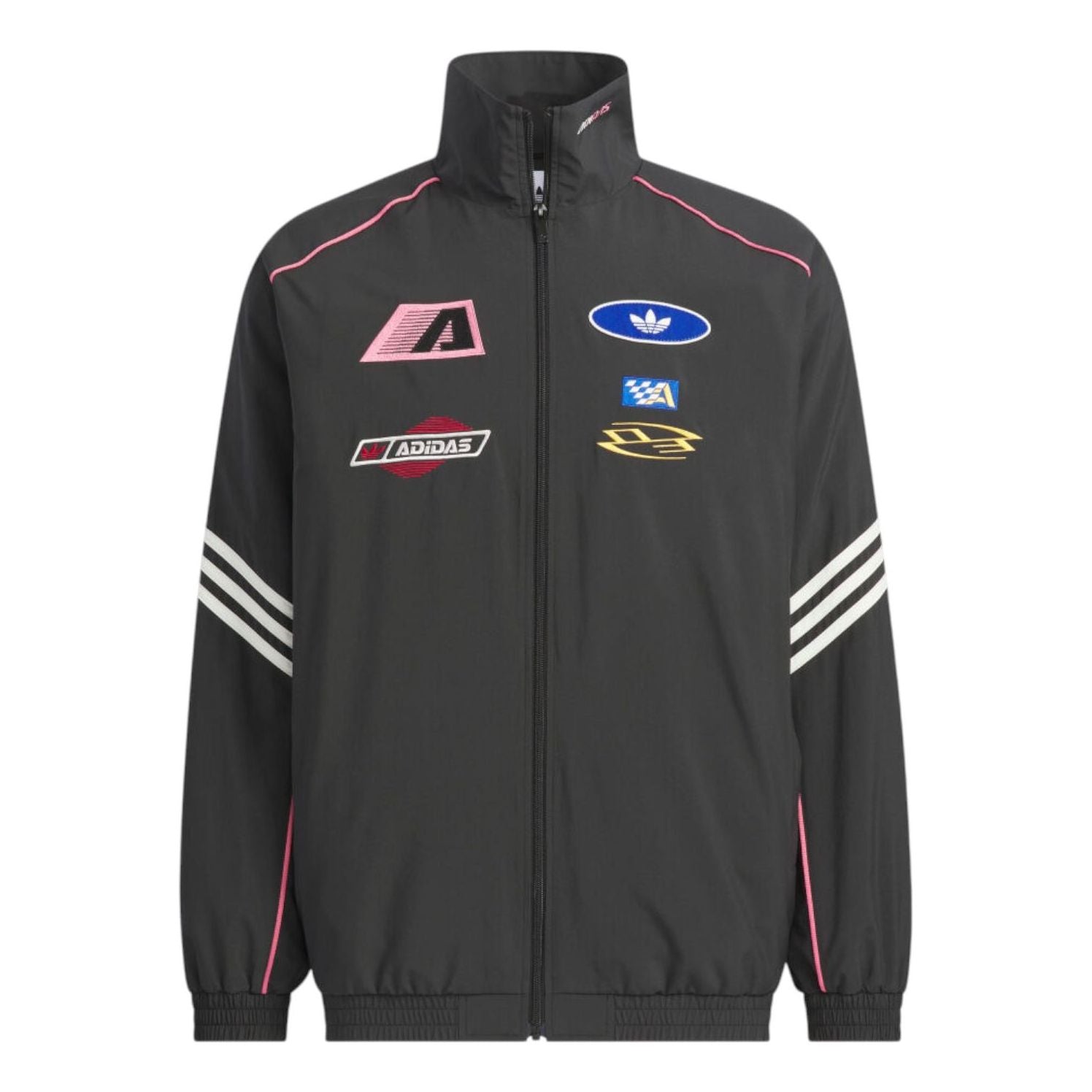 adidas Moto Sports Oversize Jacket Asia Sizing 'Black Pink' KG6676