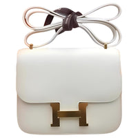 HERMES Constance Swift Leather Shoulder Bag Crossbody Bag Mini Women's 0U New White