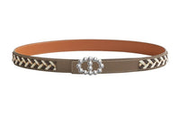 HERMES Calfskin Leather Belts Women's Gray Width: 2.4cm