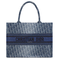 DIOR Embroidery Tote Bag, Shopping Bag, Handbag Medium Size Women's Gradient Blue