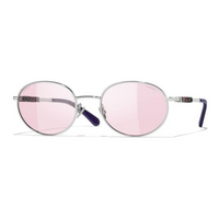 CHANEL Metal Round Sunglasses Unisex Silver