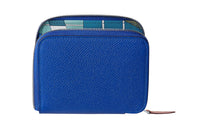 HERMES Silk'In Cow Leather Wallet Women's Electric Blue