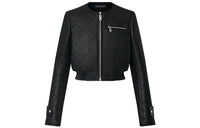 LOUIS VUITTON Leather Jacket Women's Black
