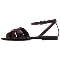 SAINT LAURENT Tribute Strap Sandals Women's Brown