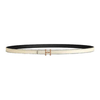 HERMES Calfskin Leather Belts Women's Black White Width: 1.3cm