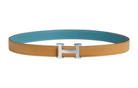 HERMES Mini Letter H Double-Sided Smooth Buckle Swift And Epsom Calfskin Leather Belts Women's Yellow Width: 2.4cm