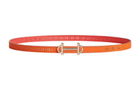 HERMES Rose Gold Buckle Epsom Calfskin Double-Sided Leather Belt Women's Orange Width: 1.3cm