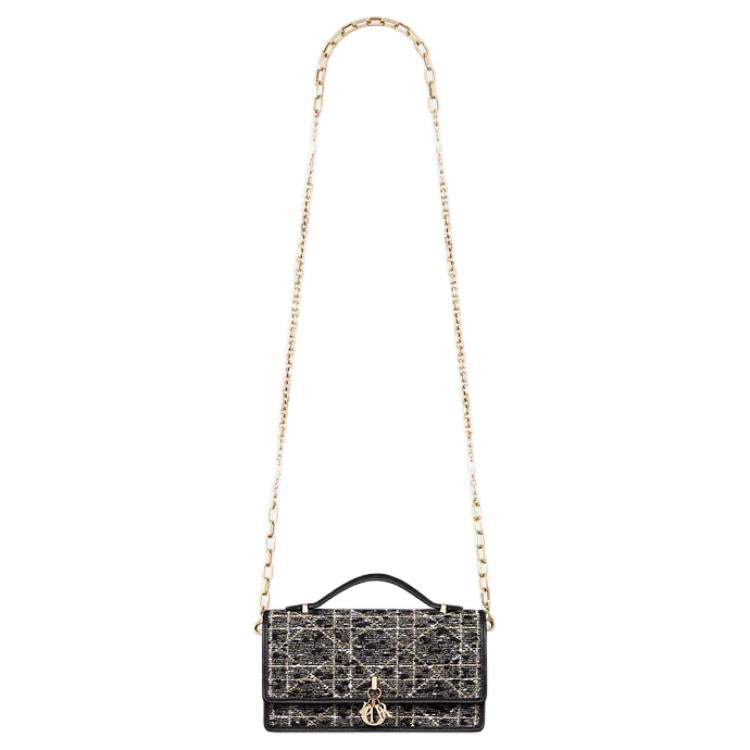 DIOR Cotton One Shoulder Handbag Mini Women's Black