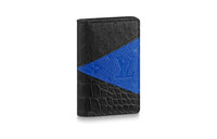 LOUIS VUITTON Crocodile Leather With Plated Ostrich Leather Wallet Men's Black/Blue