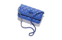 CHANEL Lambskin Flap Bag Shoulder Bag Crossbody Cell Phone Pouch Regular Women's Blue