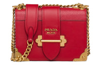 PRADA Cahier Calfskin Crossbody Bag, Shoulder Bag Women's Red