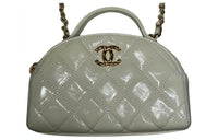 CHANEL Lambskin Bowling Bag Handbag Shoulder Bag Crossbody Bag Small Size Women's White