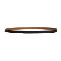 HERMES Calfskin Leather Belts Women's Brown/Black Width 1.3CM
