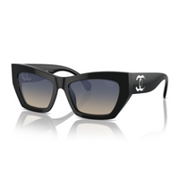 CHANEL Acetate Rectangular Sunglasses Women's Black