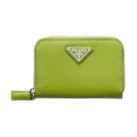 PRADA Leather Wallet Men's Light Green