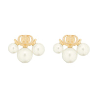 DIOR Metal, Resin Pearl Stud Earrings Women's Gold
