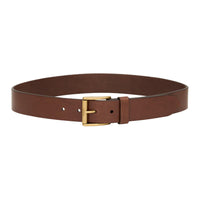 SAINT LAURENT Leather Leather Belts Women's Brown Width 3.5CM