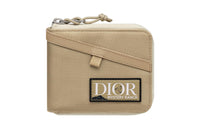 DIOR MYSTERY RANCH Collaboration Embossed Leather Patch Nylon Card Holder Wallet Men's Beige