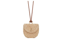 SAINT LAURENT Raffia Calfskin Crossbody Bag, Shoulder Bag Women's Beige