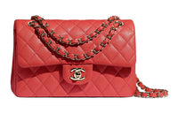 CHANEL Classic Flap CF Cow Leather With Metal Chain Bag Shoulder Bag Women's Red