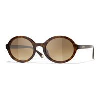 CHANEL Resin Round Sunglasses Unisex Tortoiseshell