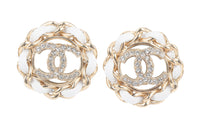 CHANEL Earrings Women's Gold, White
