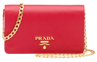 PRADA Leather Shoulder Bag, Crossbody Bag Women's Red