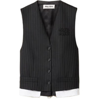 MIU MIU Pinstripe Vest 'Black'