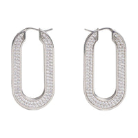 CELINE Brass Crystal Rhodium-Plated Earrings Women's Silver