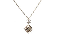 CHANEL 2021 Plated Rhinestones Cc Pendant Costume Necklace