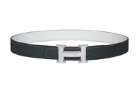 HERMES Leather Belts Women's Dark Blue/White