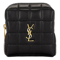 SAINT LAURENT Quilted Leather Clutch Mini Women's Black