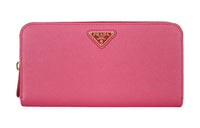 PRADA Cow Leather Clutches Wallets Women's Rose Red