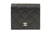 CHANEL Leather Wallet Women's Black