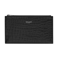 SAINT LAURENT Cow Leather Clutch Wallet Women's Black