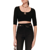 CHANEL 24 Fall And Winter Crop Tops Women's Black