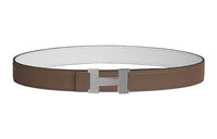 HERMES Constance Leather Belts Women's Elephant Gray/White