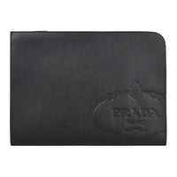 PRADA Leather Clutch Men's Black